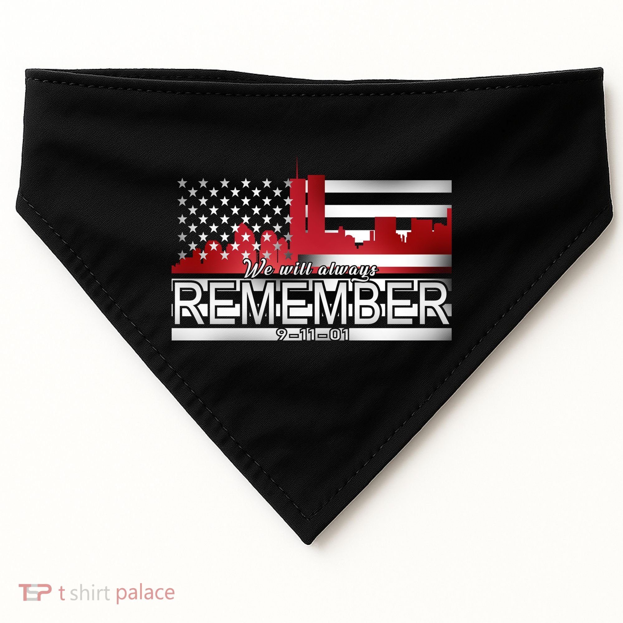 September 11th We Will Always Remember 9-11-01 USA-Made Doggie Bandana