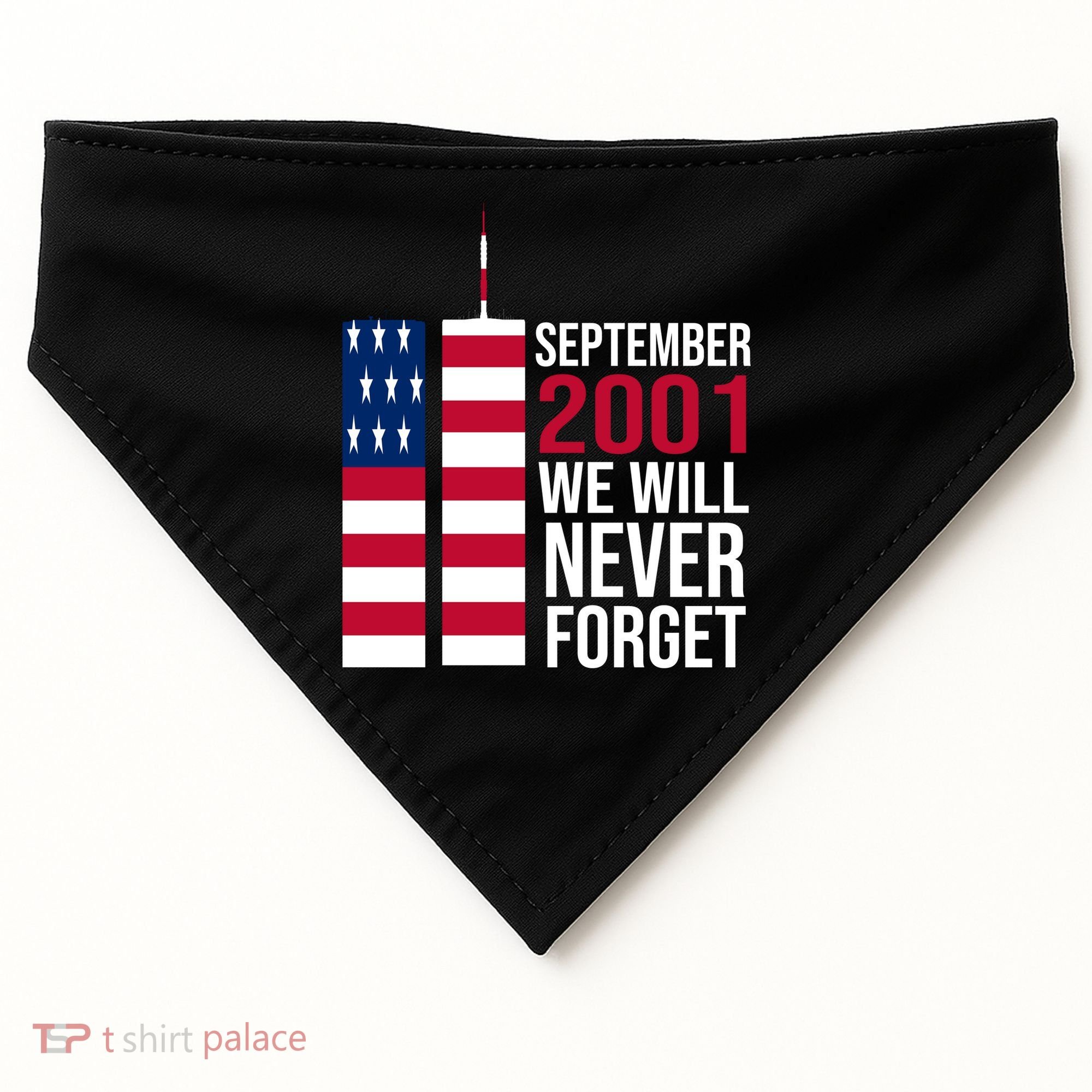 September 2001 We Will Never Forgot 20Th Anniversary 9-11 USA-Made Doggie Bandana
