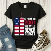 September 2001 We Will Never Forgot 20Th Anniversary 9-11 Women's T-Shirt thumb 3