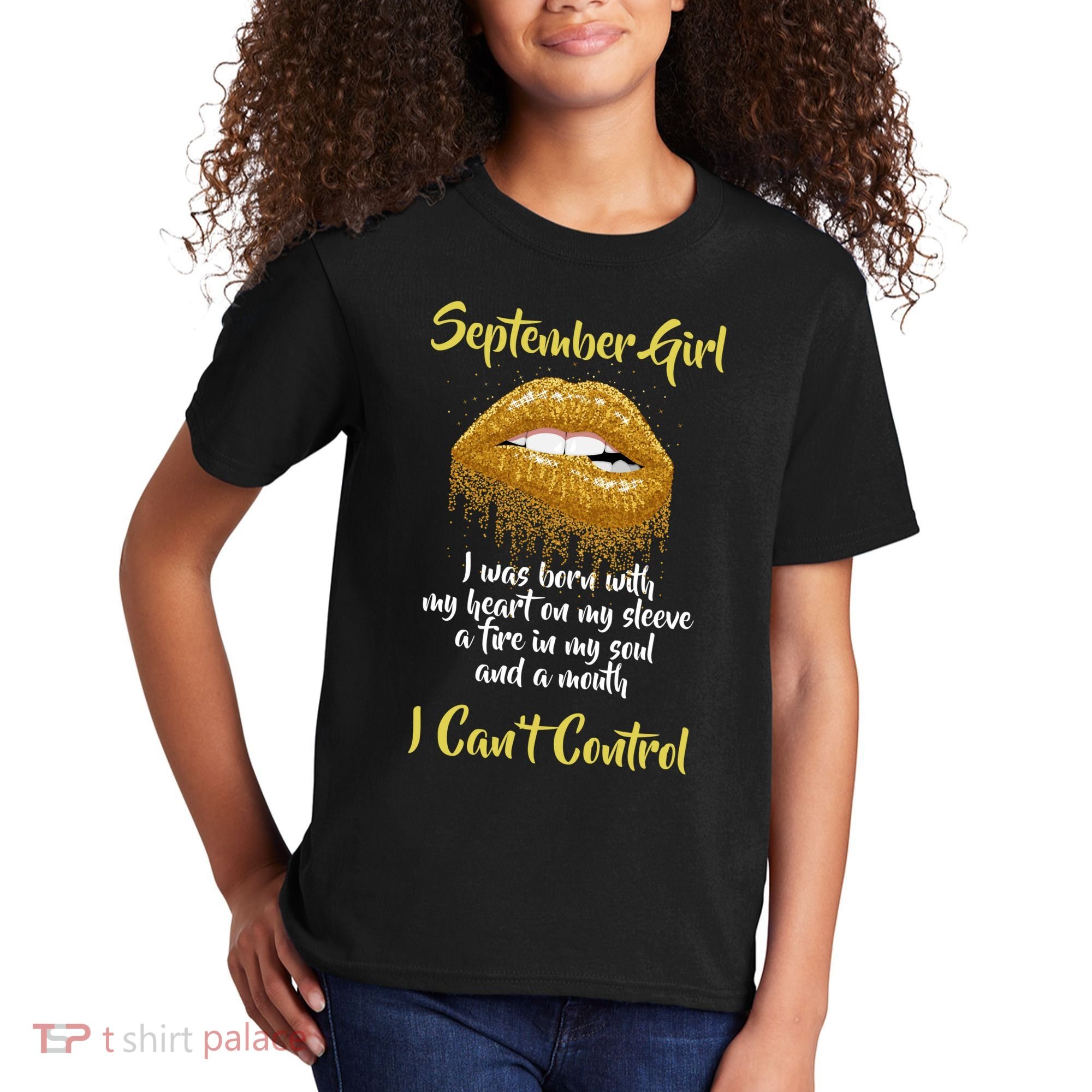 September Girl Born With Fire In My Soul Kids T-Shirt