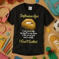 September Girl Born With Fire In My Soul Kids T-Shirt thumb 3
