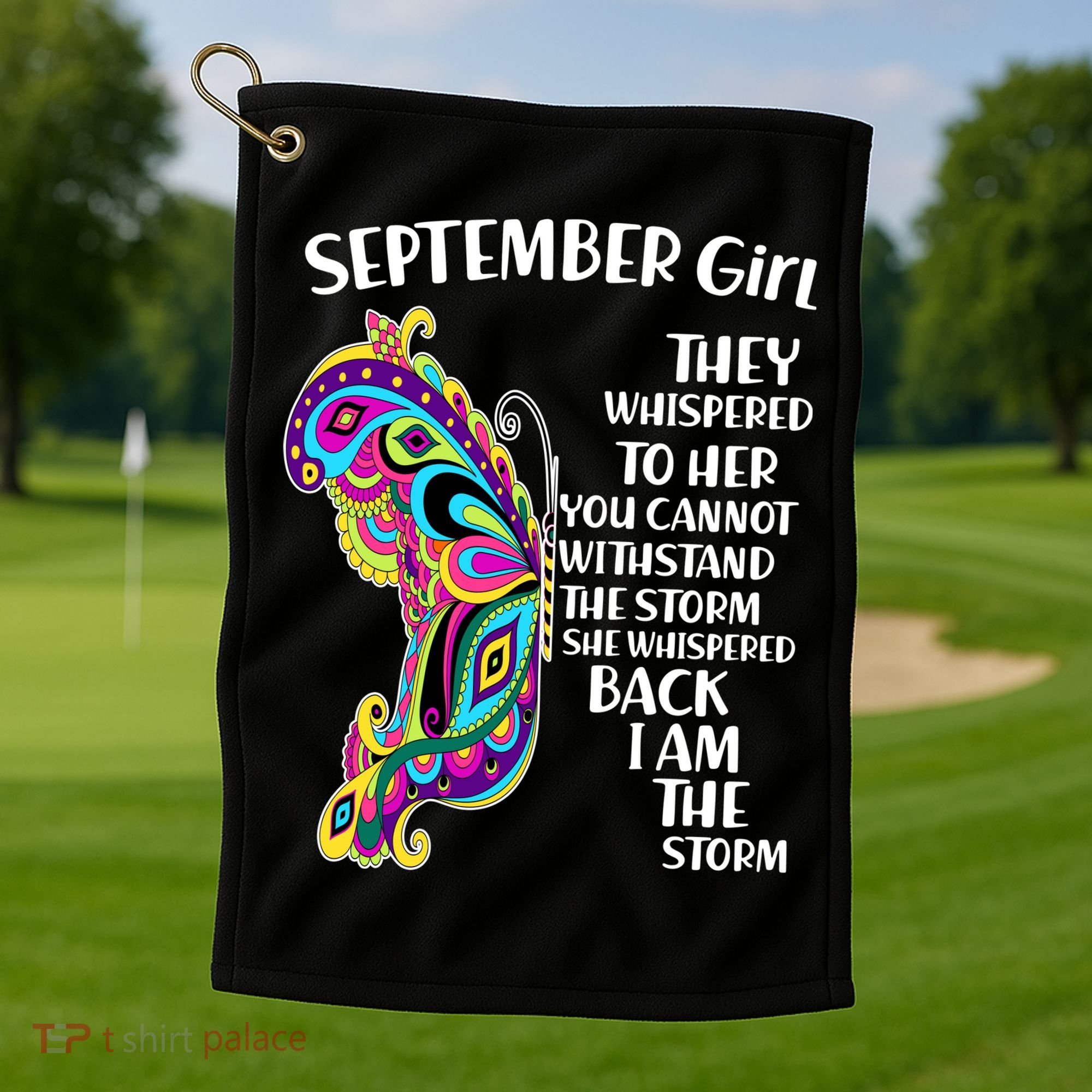 September Girl Paisley Butterfly Golf Towel
