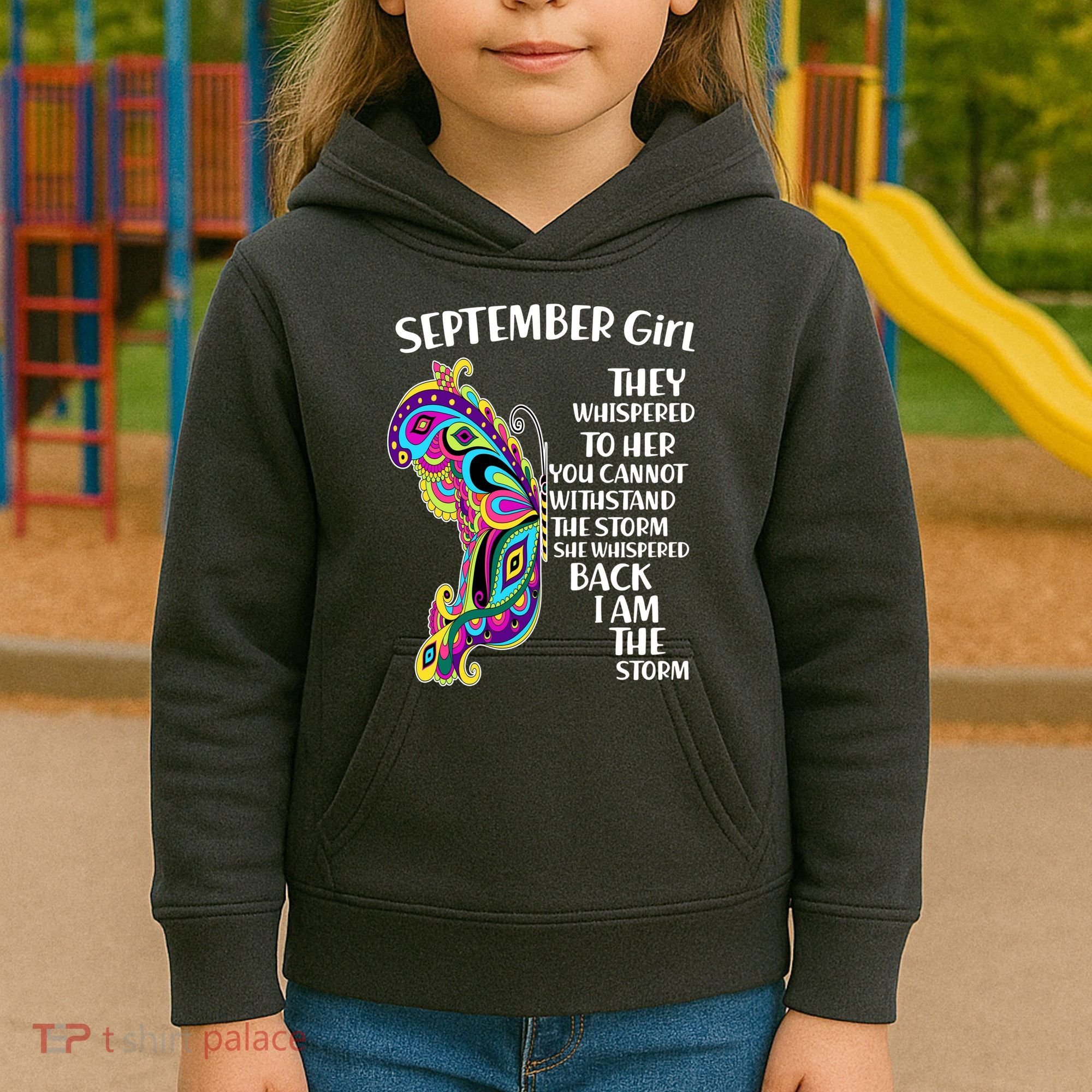 September Girl Paisley Butterfly Kids Hoodie