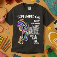 September Girl Paisley Butterfly Kids T-Shirt thumb 3