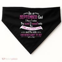 September Girl Sweet But Crazy Funny Birthday USA-Made Doggie Bandana thumb 0