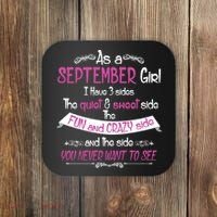 September Girl Sweet But Crazy Funny Birthday Coaster thumb 0