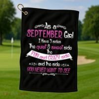 September Girl Sweet But Crazy Funny Birthday Golf Towel thumb 1