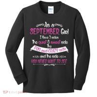 September Girl Sweet But Crazy Funny Birthday Kids Long Sleeve Shirt thumb 0