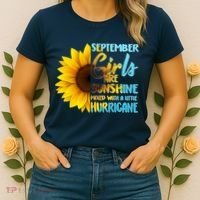 September Girls Are Sunshine Mixed With A Little Hurricane Women's T-Shirt thumb 2