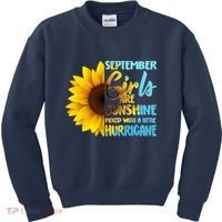 September Girls Are Sunshine Mixed With A Little Hurricane Kids Sweatshirt thumb 0