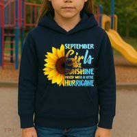 September Girls Are Sunshine Mixed With A Little Hurricane Kids Hoodie thumb 3