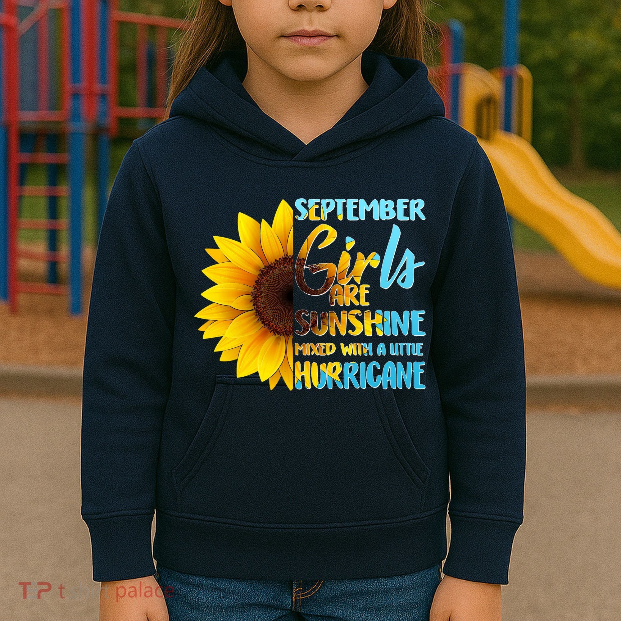 September Girls Are Sunshine Mixed With A Little Hurricane Kids Hoodie