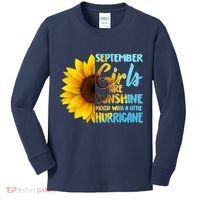 September Girls Are Sunshine Mixed With A Little Hurricane Kids Long Sleeve Shirt thumb 0