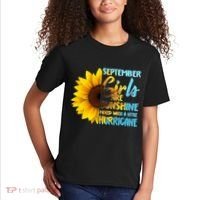 September Girls Are Sunshine Mixed With A Little Hurricane Kids T-Shirt thumb 2