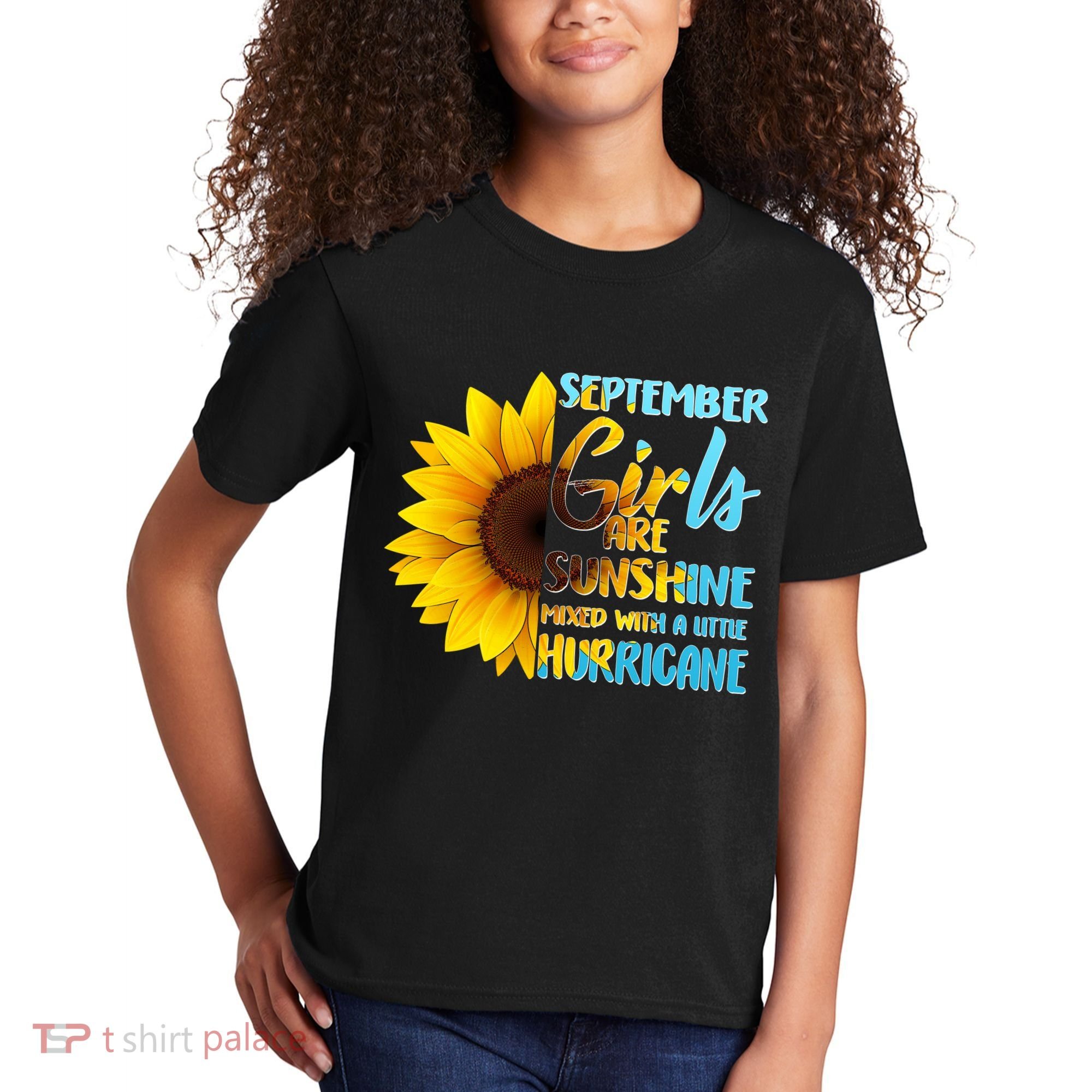 September Girls Are Sunshine Mixed With A Little Hurricane Kids T-Shirt