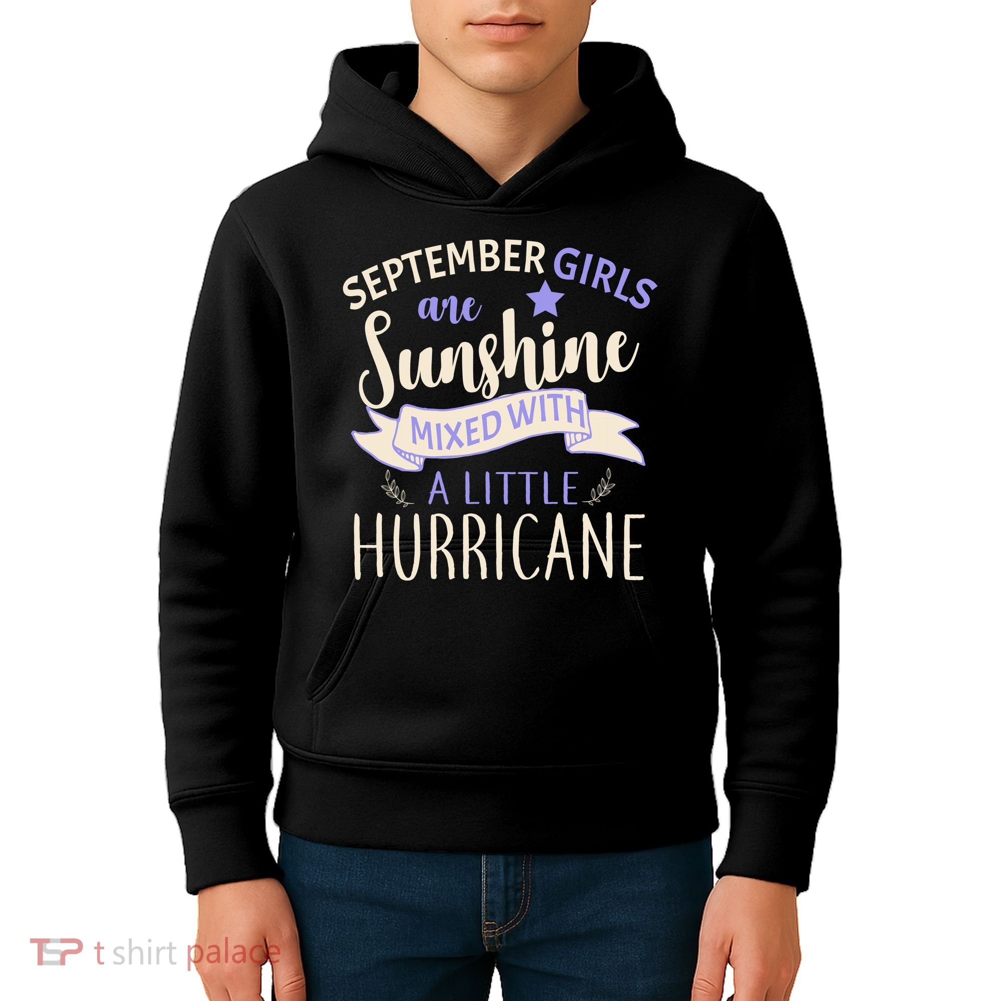 September Girls Are Sunshine Mixed With Hurricane Kids Hoodie
