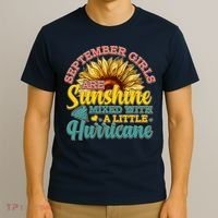 September Girls Sunshine And Hurricane Cute T-Shirt thumb 3