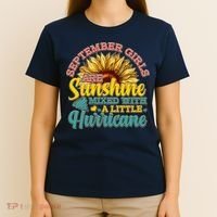 September Girls Sunshine And Hurricane Cute T-Shirt thumb 4