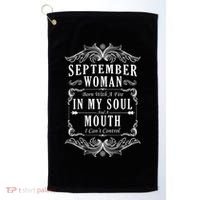 September Woman Funny Birthday Golf Towel thumb 0