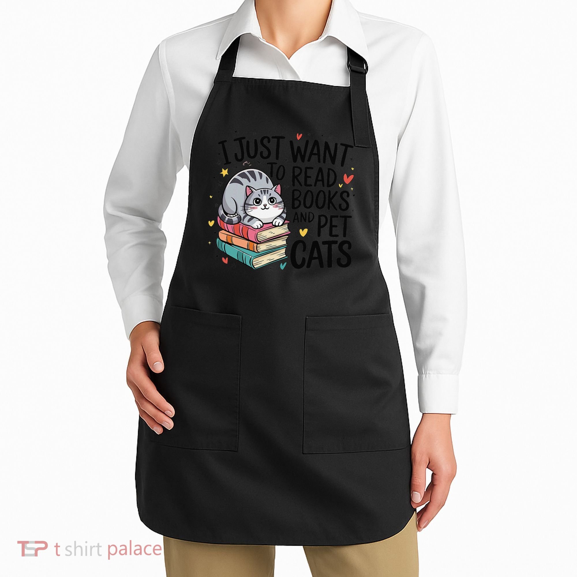 School Education Reading Teacher Knowledge Power Cat Book Apron