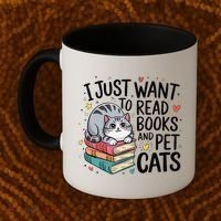 School Education Reading Teacher Knowledge Power Cat Book Coffee Mug thumb 2