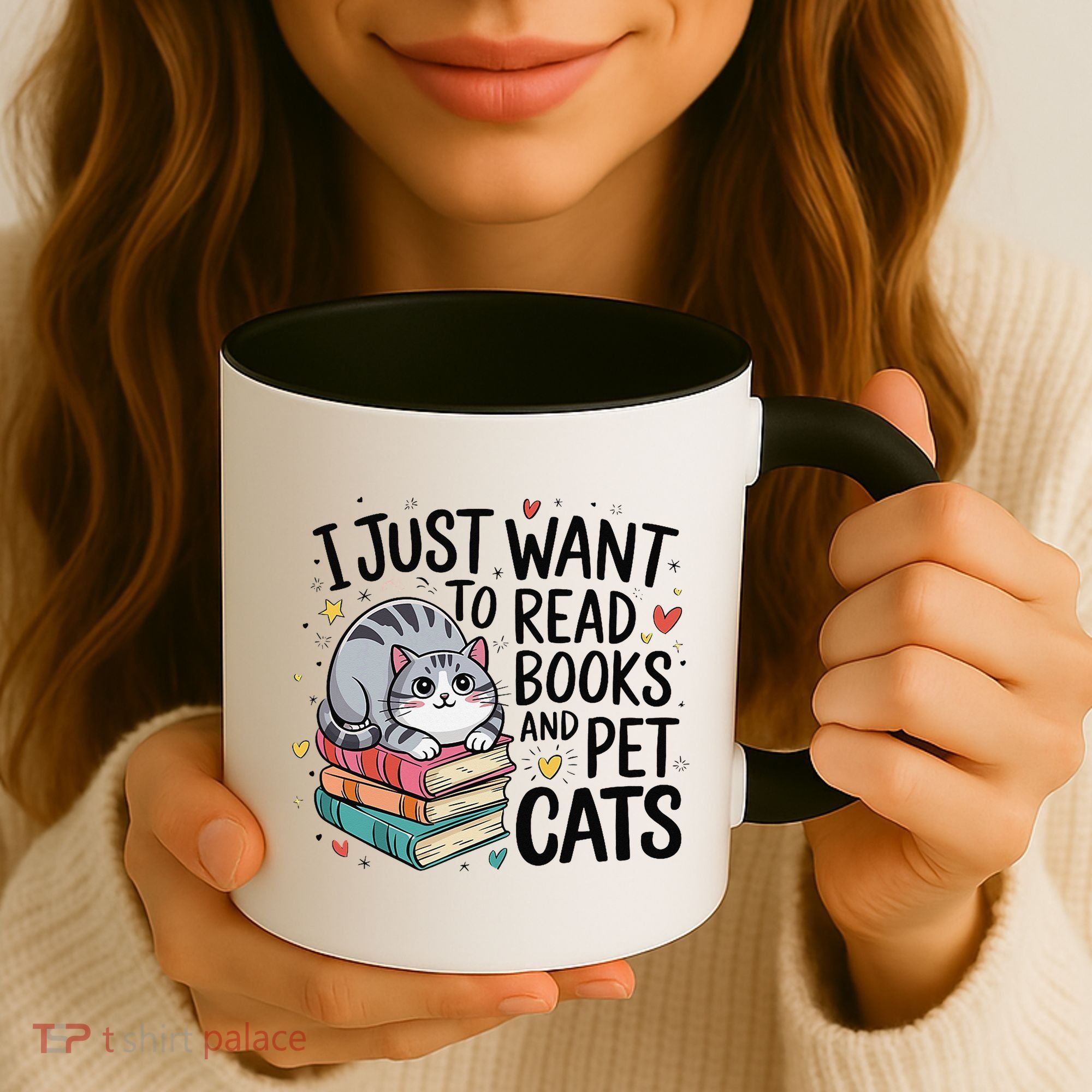 School Education Reading Teacher Knowledge Power Cat Book Coffee Mug