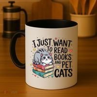 School Education Reading Teacher Knowledge Power Cat Book Coffee Mug thumb 4