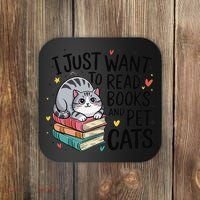 School Education Reading Teacher Knowledge Power Cat Book Coaster thumb 0