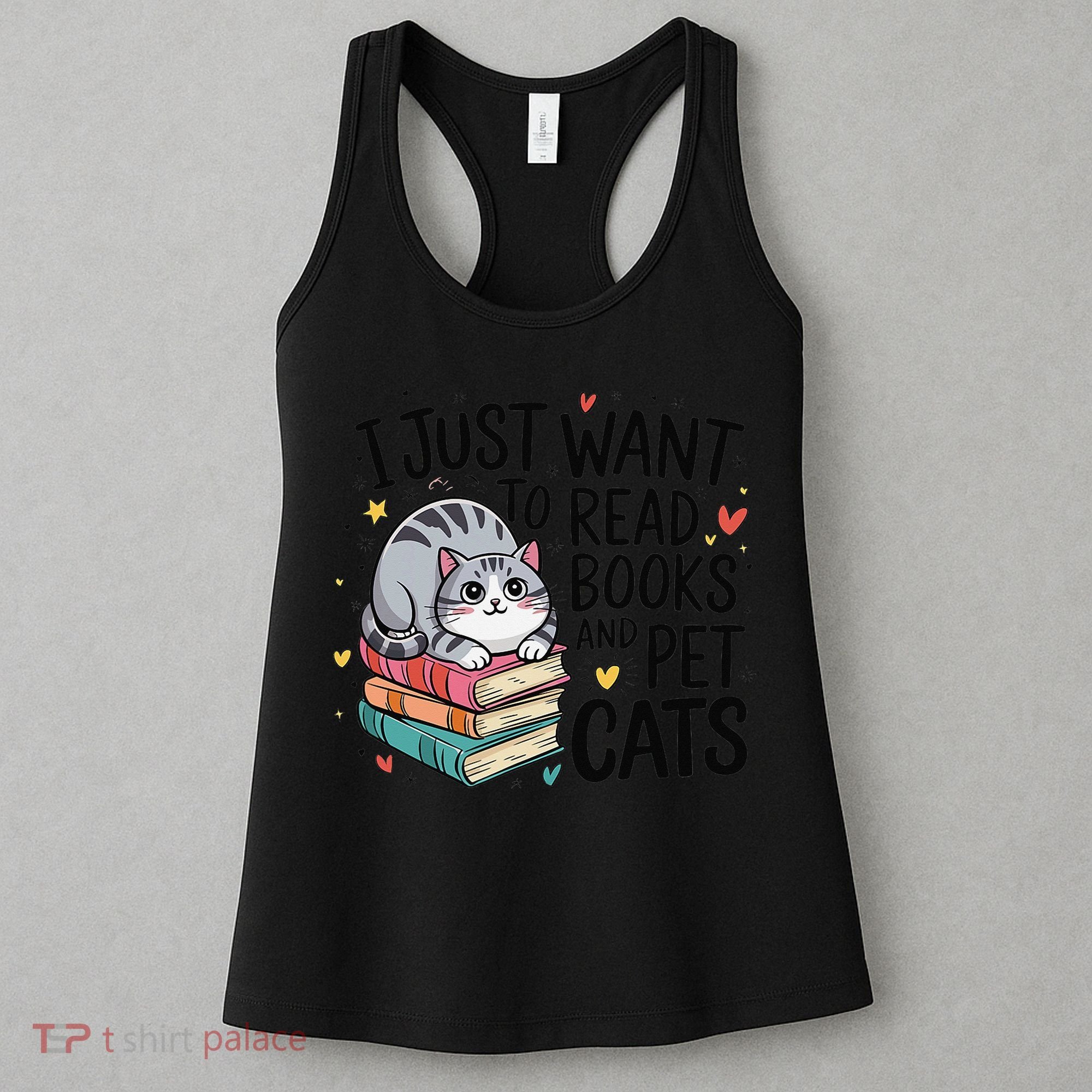 School Education Reading Teacher Knowledge Power Cat Book Women's Tank Top