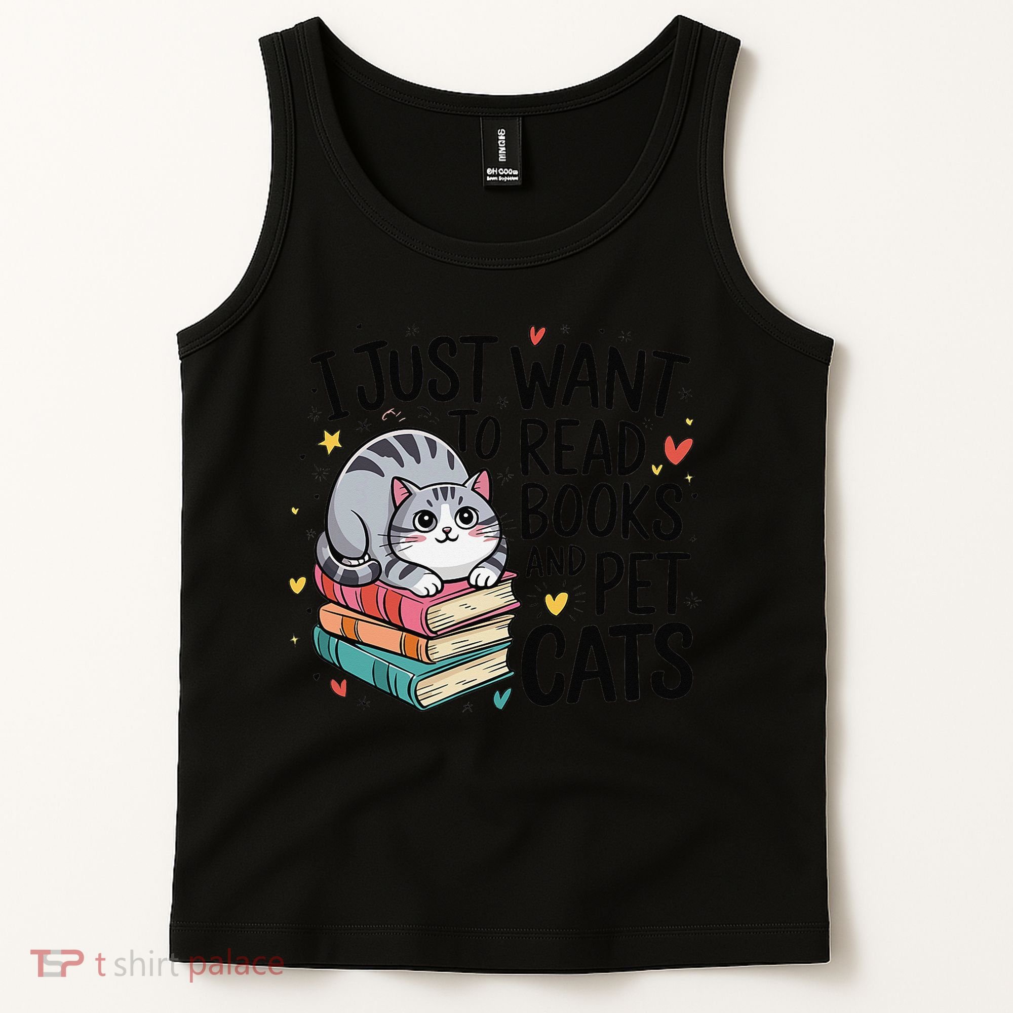 School Education Reading Teacher Knowledge Power Cat Book Tank Top