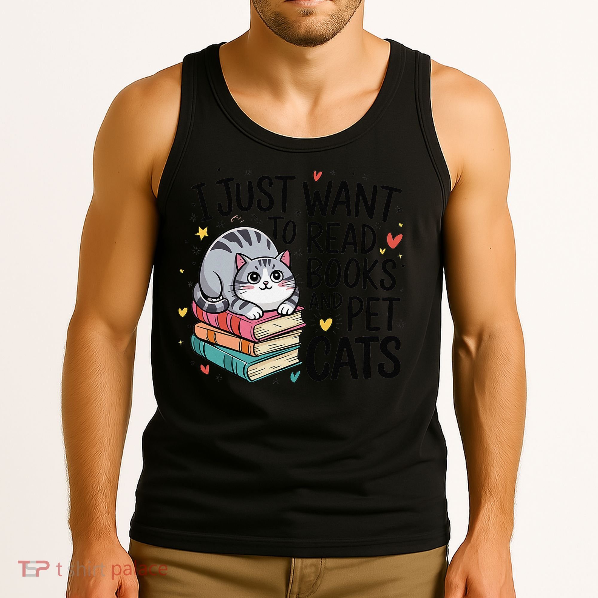School Education Reading Teacher Knowledge Power Cat Book Tank Top