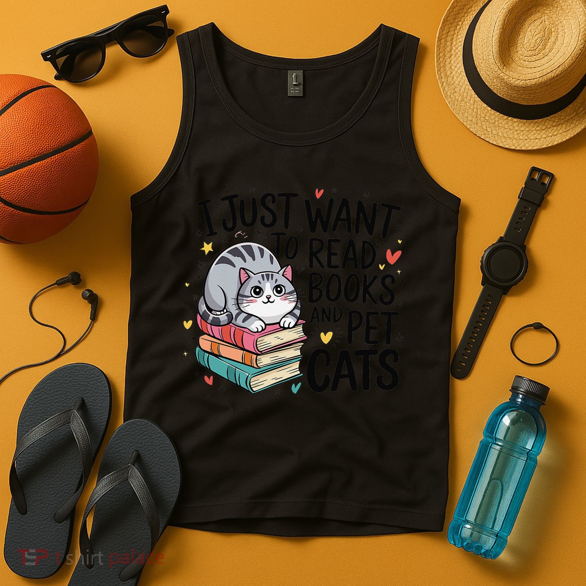 School Education Reading Teacher Knowledge Power Cat Book Tank Top