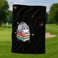 School Education Reading Teacher Knowledge Power Cat Book Golf Towel thumb 1