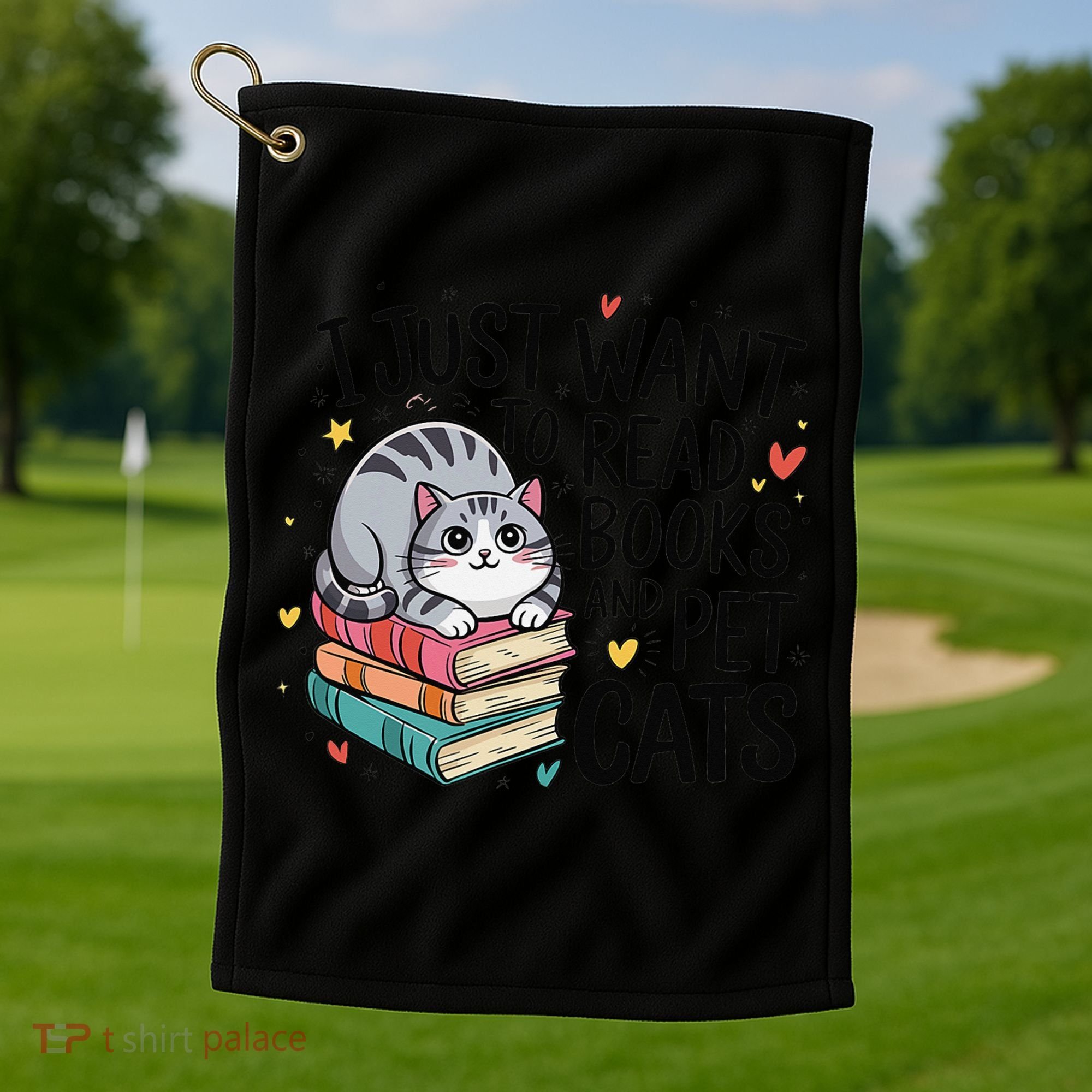 School Education Reading Teacher Knowledge Power Cat Book Golf Towel