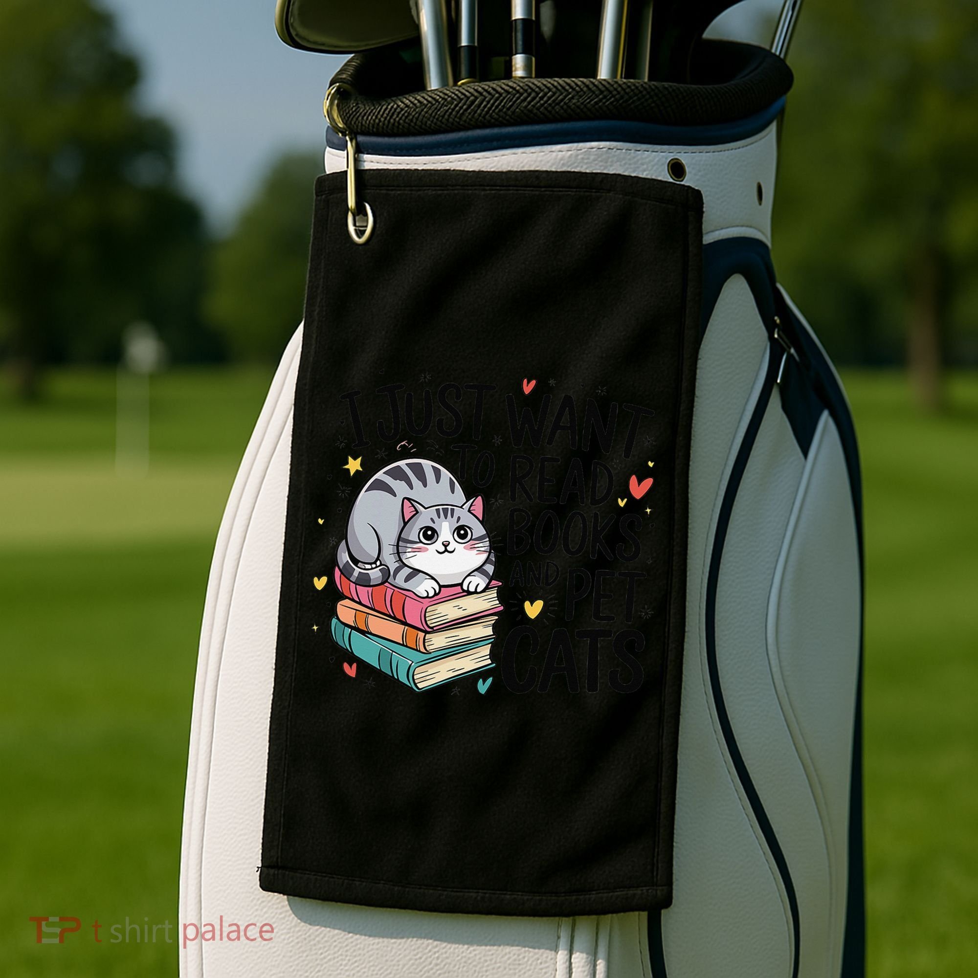 School Education Reading Teacher Knowledge Power Cat Book Golf Towel