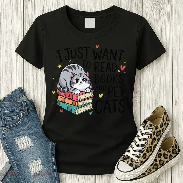 School Education Reading Teacher Knowledge Power Cat Book Women's T-Shirt