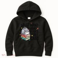 School Education Reading Teacher Knowledge Power Cat Book Kids Hoodie thumb 0