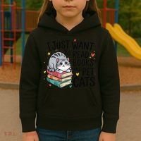 School Education Reading Teacher Knowledge Power Cat Book Kids Hoodie thumb 3