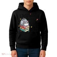 School Education Reading Teacher Knowledge Power Cat Book Kids Hoodie thumb 4