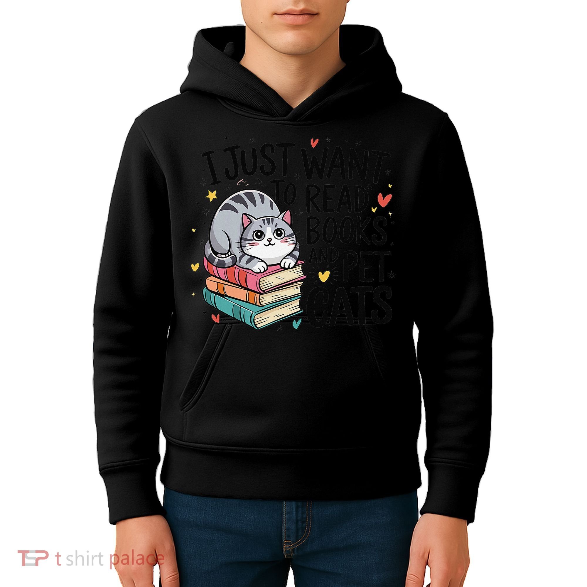 School Education Reading Teacher Knowledge Power Cat Book Kids Hoodie
