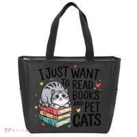 School Education Reading Teacher Knowledge Power Cat Book Tote Bag thumb 0