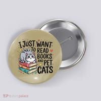 School Education Reading Teacher Knowledge Power Cat Book Button thumb 0