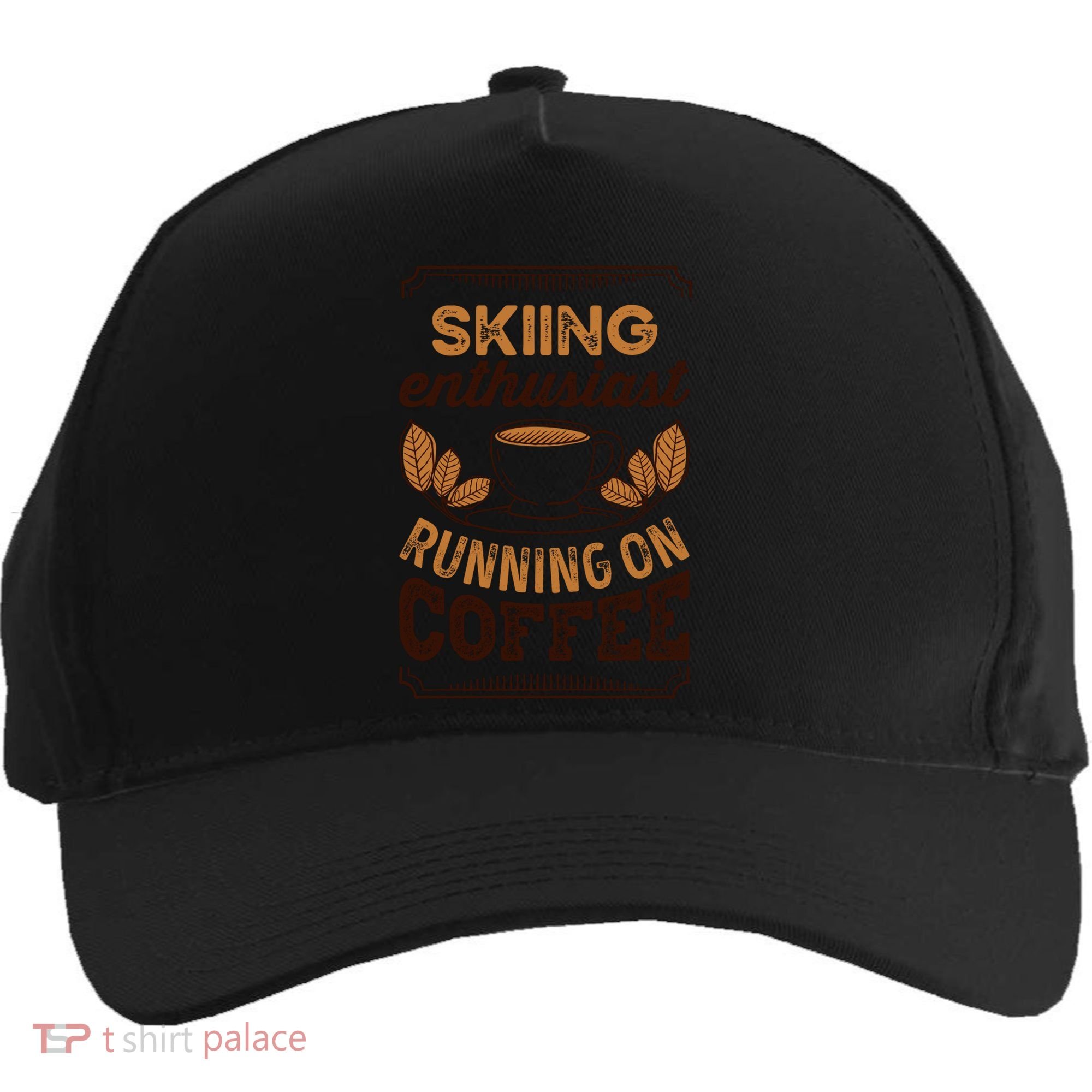 Skiing Enthusiast Running On Coffee Caffeine Lover Cool Gift Five-Panel Snapback Cap