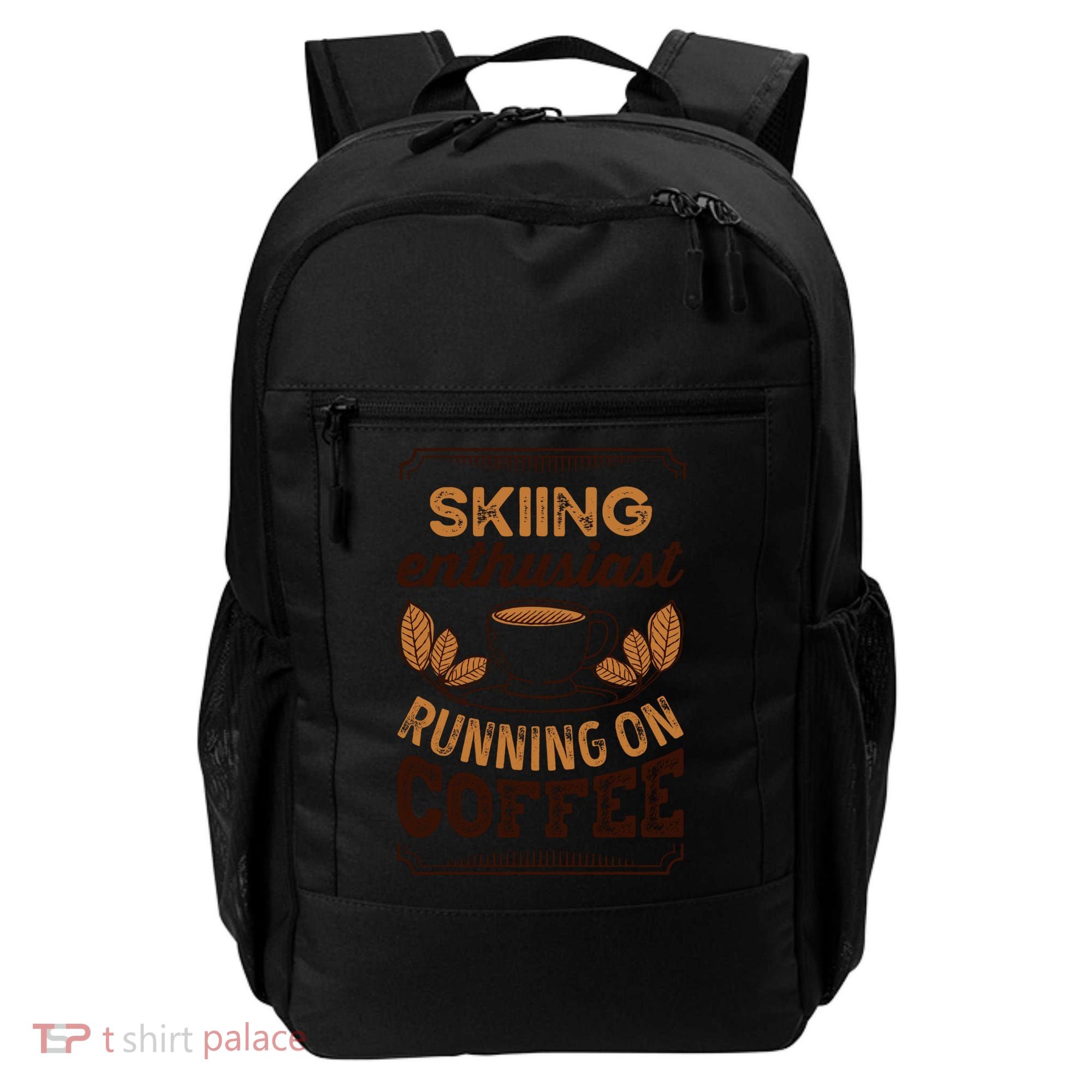 Skiing Enthusiast Running On Coffee Caffeine Lover Cool Gift Backpack