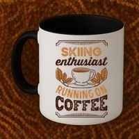 Skiing Enthusiast Running On Coffee Caffeine Lover Cool Gift Coffee Mug thumb 2