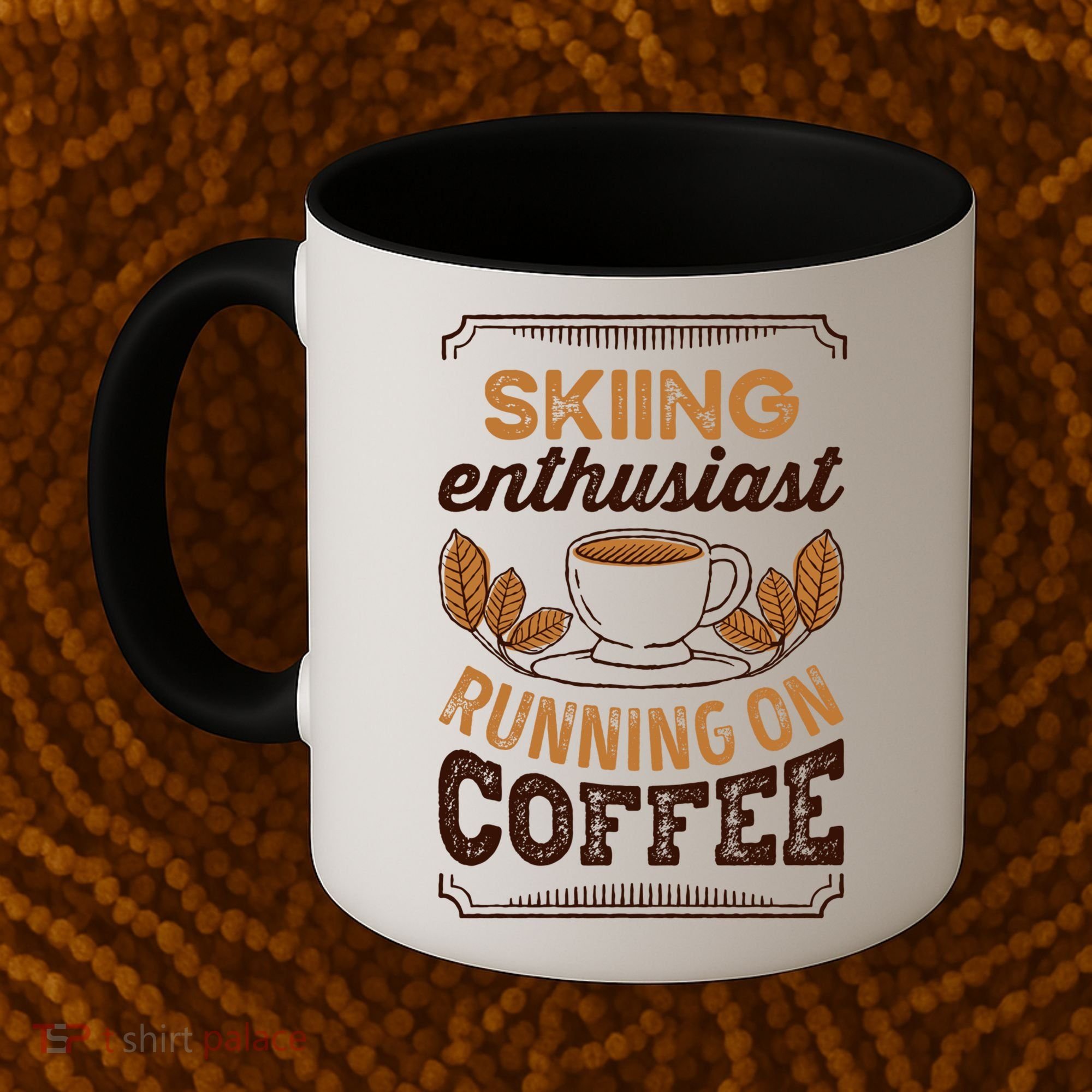 Skiing Enthusiast Running On Coffee Caffeine Lover Cool Gift Coffee Mug