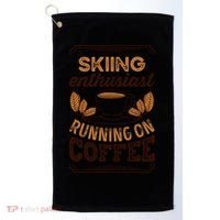 Skiing Enthusiast Running On Coffee Caffeine Lover Cool Gift Golf Towel thumb 0