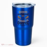 Skiing Enthusiast Running On Coffee Caffeine Lover Cool Gift Tumbler thumb 0
