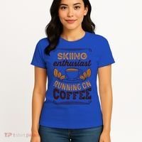 Skiing Enthusiast Running On Coffee Caffeine Lover Cool Gift Women's T-Shirt thumb 4