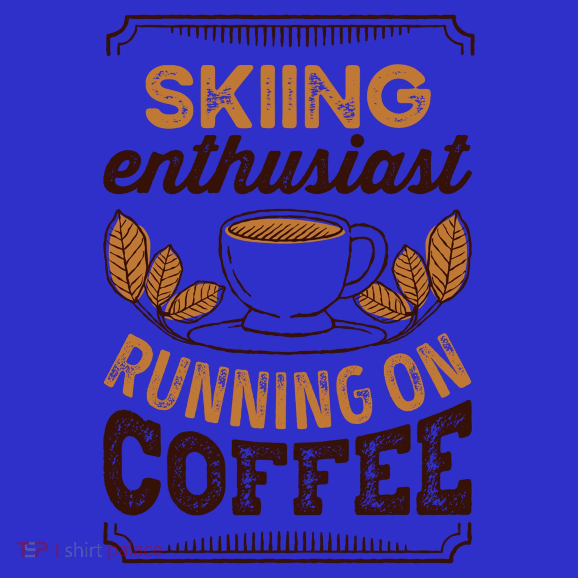 Skiing Enthusiast Running On Coffee Caffeine Lover Cool Gift Women's V-Neck T-Shirt